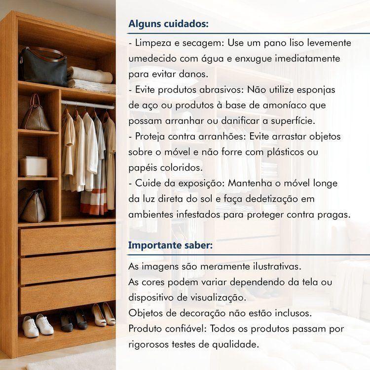 Closet Casal 6 Gavetas 242cm sem Portas Aspen Premium Marrom